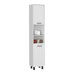 Ikaria Kitchen Pantry, Two Shelves, Three Interior, Shelves (Color: White)