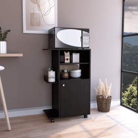 Opal Kitchen Cart, Single Door Cabinet, Four Casters (Color: Black)