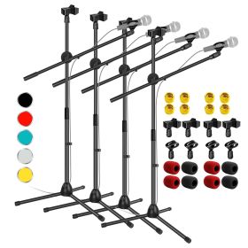 5 Core Tripod Mic Stand Floor Adjustable 31 to 76 Inches Boom Arm Holder Microphone Stands 360 Degree Rotating + Dual Mic - MS DBL (SKU: MS DBL 4PCS)