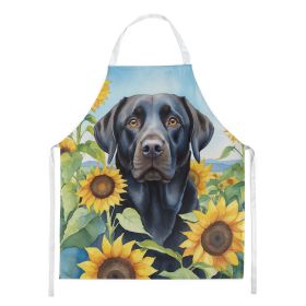 Labrador Retriever in Sunflowers Apron Cooking Kitchen Server Baking Crafts Gardening for Adult Women Men, Unisex, Large, Multicolor (Default: Default)